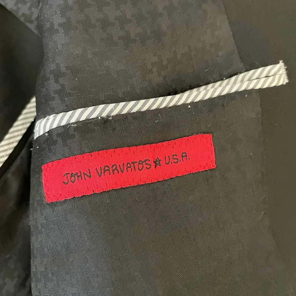 John‎ Varvatos Star USA Stretch Wool Notch Collar Slim Suit Jacket in black 42 R